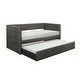 preview thumbnail 1 of 5, Manasa Upholstered Daybed with Trundle Dark Grey