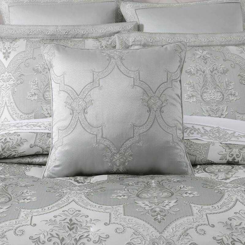 J. Queen New York Sondra 20" Square Embellished Decorative Throw Pillow - Accent - Polyester - Spa Blue