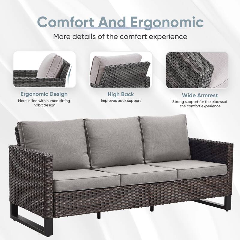 Pocassy Patio 5/7PCS Sofa Swivel Chair Ottoman with Fire Pit Table