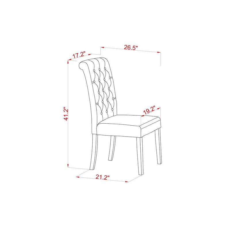 7Pc Dinette Set - Rectangular Kitchen Table with Leaf & 6 Parson Chairs - Linen White & Beige - 84