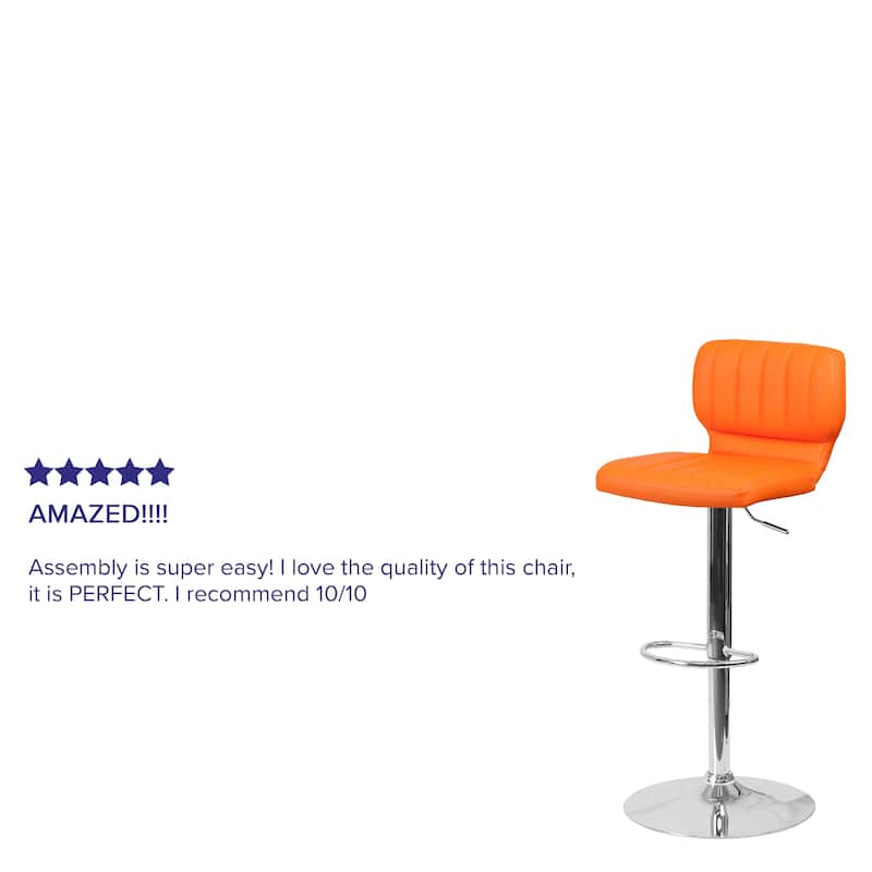 Vinyl Adjustable Barstool with Vertical Stitch Back (Set of 2)