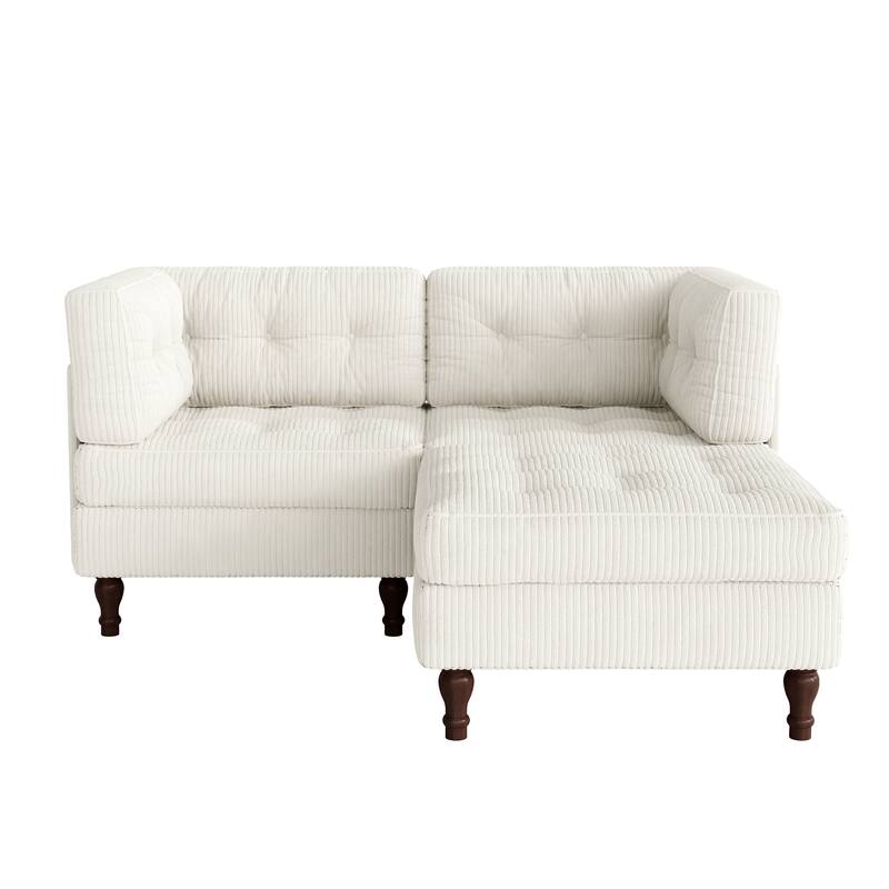 Corduroy Upholstered Modular Corner Sectional Sofa with Reversible Ottoman