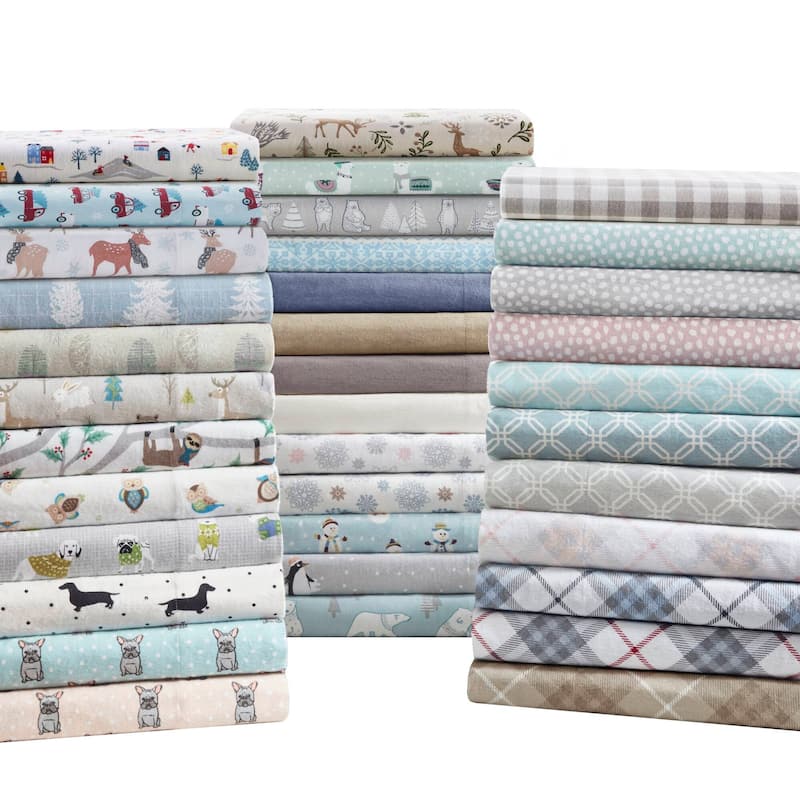 Madison Park Cozy Cotton Flannel Printed Sheet Set