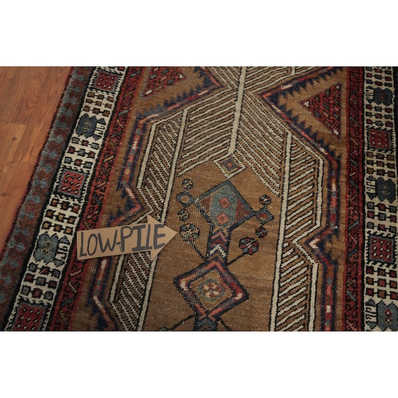 Hand Knotted Oriental 100% Wool Carpet Traditional Geometric Brown Sarab Runner Rug - 17' 10'' X 3' 4''