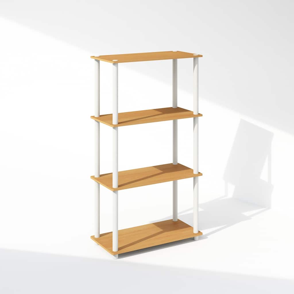 43.25 in. Tall Beech/White Wood 4-Shelf Bookcase