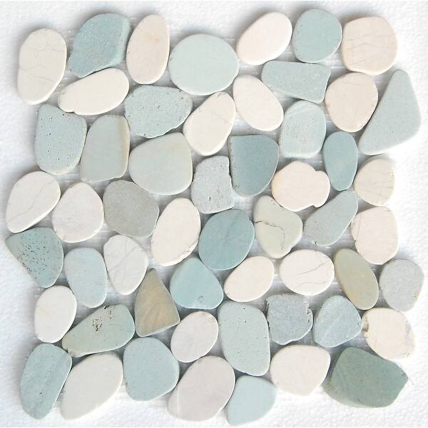 Shop Sa Cp005 12 X 12 Interlock Pebble Tile Green White Natural Overstock 31422857