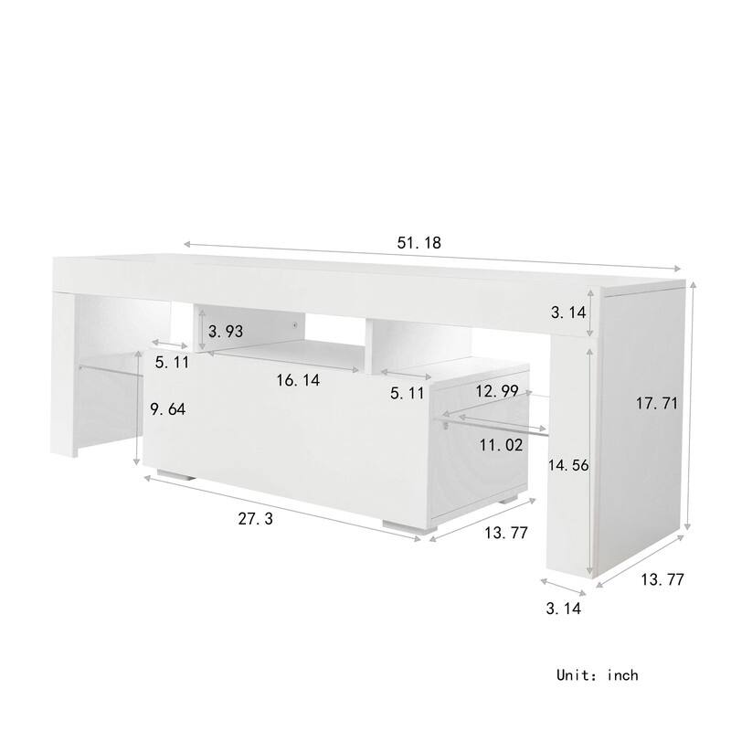 Contemporary Entertainment TV Stand with Built-In LED Lighting – Sleek Large TV Base Cabinet for Living Rooms