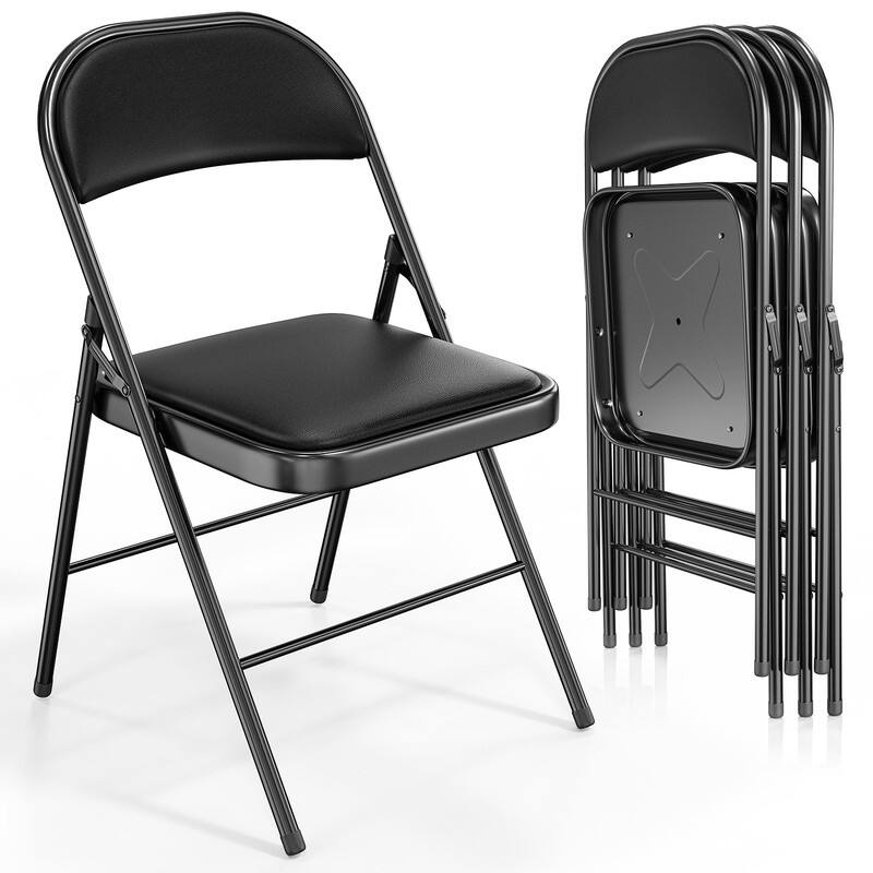 Plastic / Resin Padded Stackable Folding Chair Folding Chair Set (Set of 4)