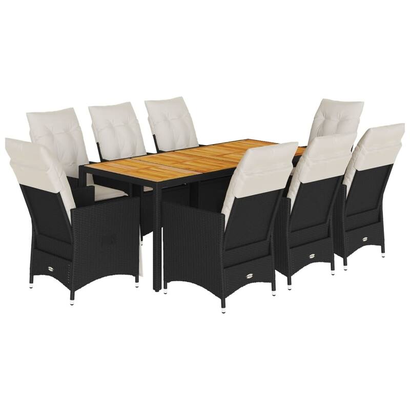 vidaXL Garden Dining Set Black, Cream White - 23.2 x 22.0 x 36.2 in