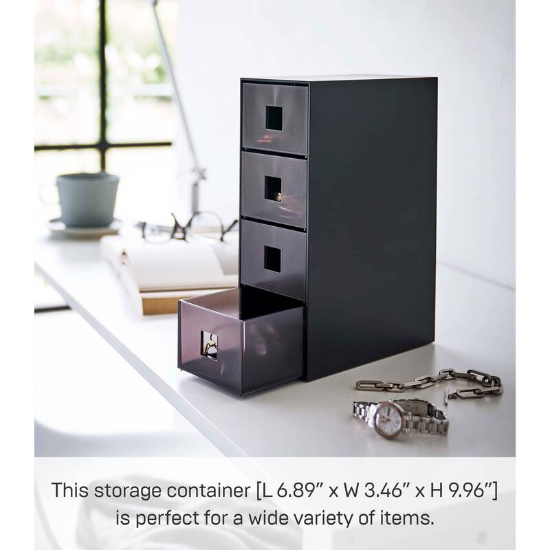 Yamazaki Home Storage Tower with Drawers, ABS Plastic - L 6.89 x W 3.46 x H 9.96 inches