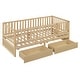preview thumbnail 25 of 58, Twin Size Wood Daybed with Fence Guardrails and 2 Drawers, Split into Independent Floor Bed & Daybed