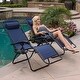 Belleze (2)-Pack Zero Gravity Patio Lounge Chairs Recliner with Cup Holder Utility Tray - Thumbnail 1