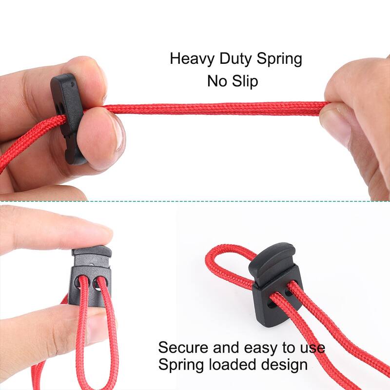 6pcs Plastic Cord Locks Stoppers End Spring Fastener Organizers Black