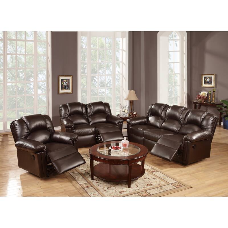 Motion Recliner Chair 1pc Glider Couch Living Room Furniture Brown Bonded Leather - Brown