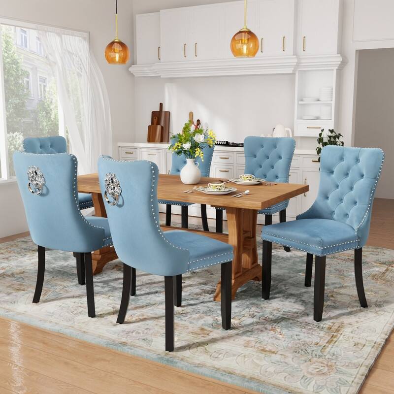 Tufted Naliheads Solid Wood Upholstered Dining Chairs (Set of 4)
