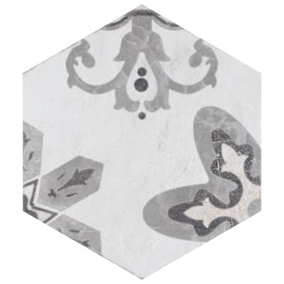 Merola Tile Mazzo Hex Deco Garden 8-1/2" x 9-3/4" Porcelain Floor and Wall Tile