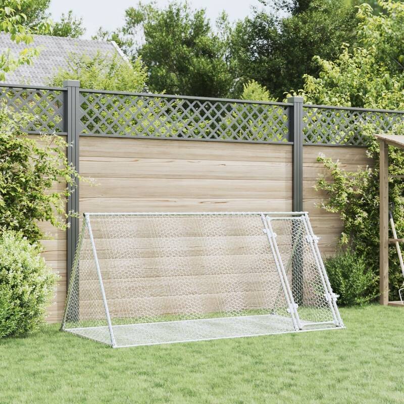 vidaXL Rabbit Hutch Animal Enclosure Bunny House Silver Galvanized Steel