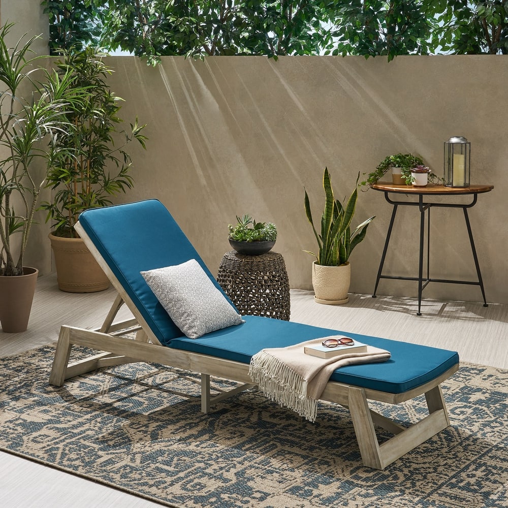 Maki Acacia Wood Chaise Lounge Set by Christopher Knight Home