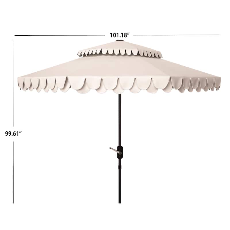 SAFAVIEH Outdoor Kjerstin Valance 9Ft Double Top Umbrella