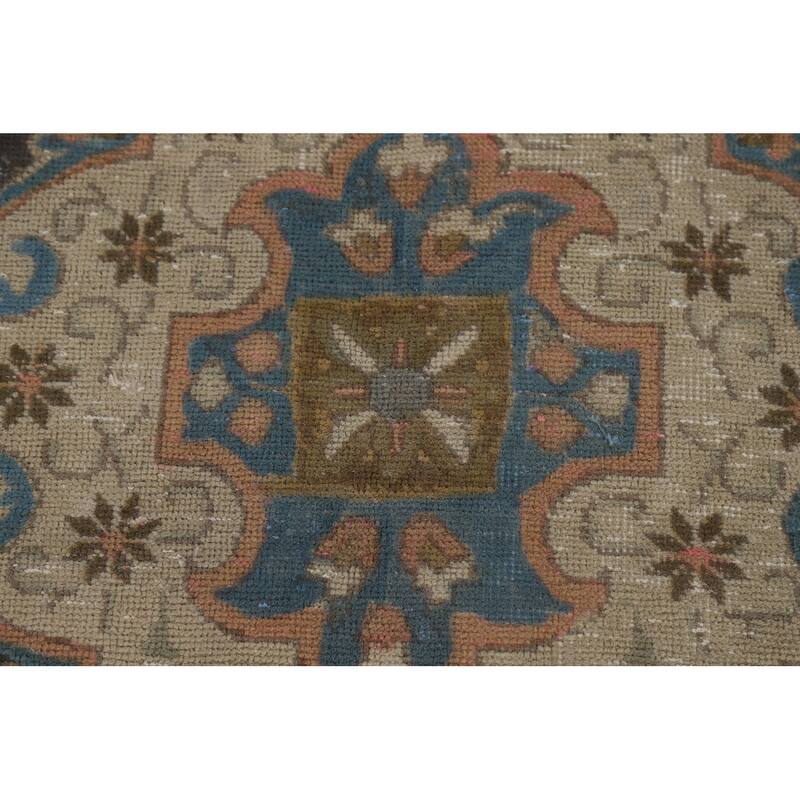 Tabriz Persian Vintage Area Rug Hand-Knotted Bedroom Wool Carpet - 9'7" x 12'9"