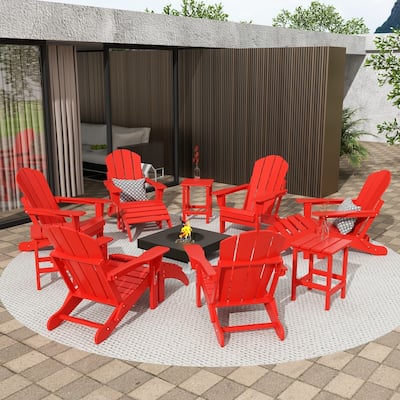 Laguna Hdpe All Weather Outdoor Patio Foldable Adirondack Chairs Conversation Set (12-Piece Set)