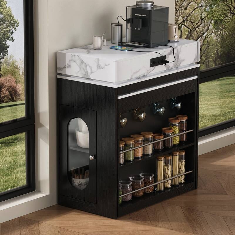 57.7" Kitchen Island with Extendable Top on Wheels, Kitchen Dining Table, Bar Table with Drawers and Power Outlet