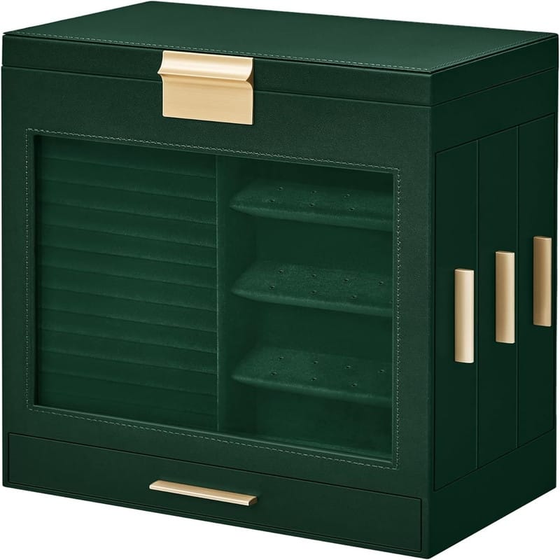 Jewelry Box with Glass Window - 6.1"D x 10.3"W x 12.6"H