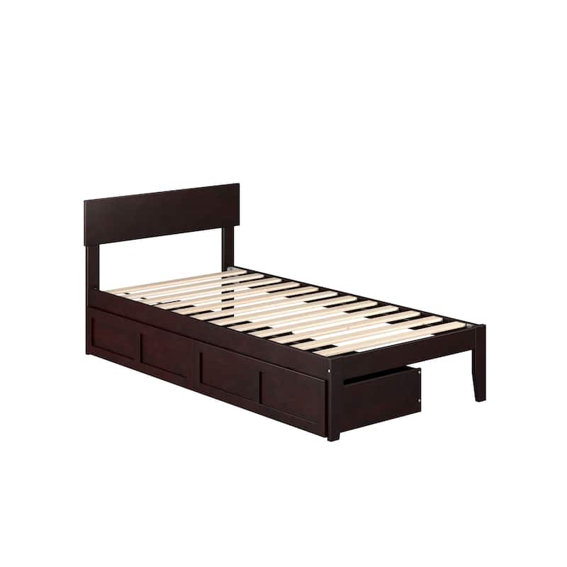 Boston Twin Platform Bed with 2 Storage Drawers in Espresso