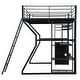 preview thumbnail 14 of 15, Full Size Gaming Loft Bed with Built-in Work Station, Open Wardrobe and LED Light, Metal Loft Bedframe with Storage Shelves