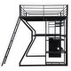 preview thumbnail 11 of 12, Metal Gaming Loft Bed with Open Wardrobe, LED Light and Built-in Work Station, Full Size Loft Bedframe with Storage Shelves