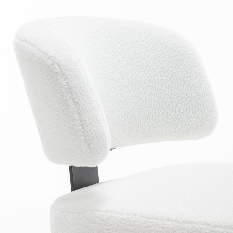 SEYNAR Modern Armless Faux Sherpa Accent Chair with Metal Legs Set of 2