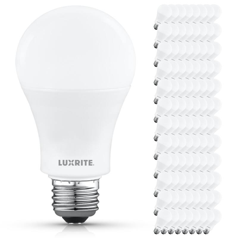 Luxrite A19 LED Light Bulb 12.5W=100W 4000K 1500LM Non-Dimmable E26 Damp Rated ETL Listed 96 Pack - Cool White - Cool White