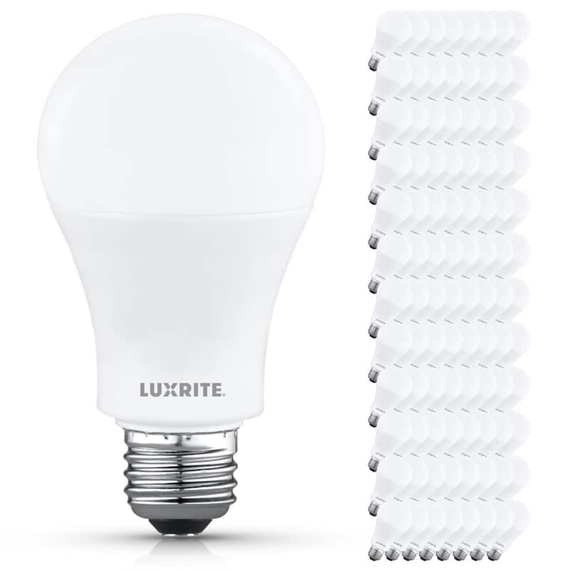 Luxrite A19 LED Light Bulb 12.5W=100W 5000K 1500LM Non-Dimmable E26 Damp Rated ETL Listed 96 Pack - Bright White - Bright White