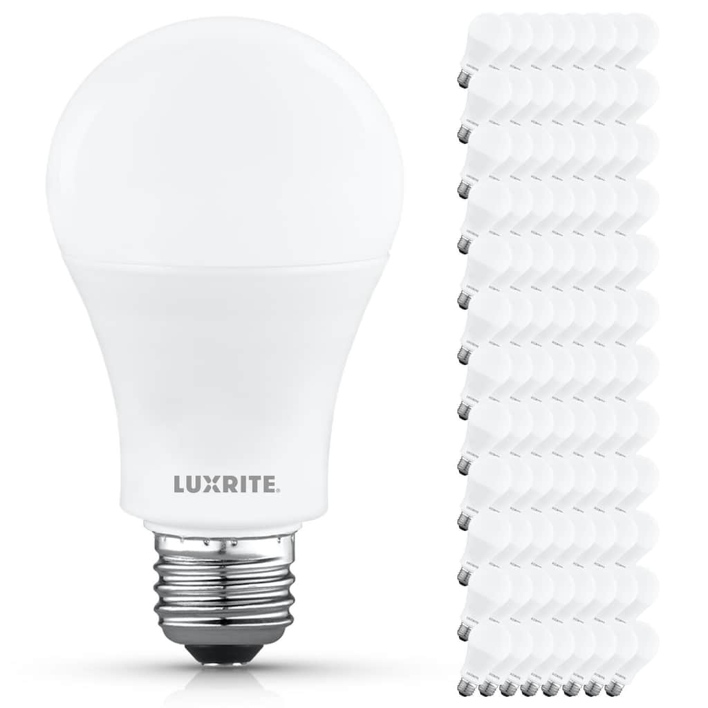 Luxrite A19 LED Light Bulb 12.5W=100W 5000K 1500LM Non-Dimmable E26 Damp Rated ETL Listed 96 Pack - Bright White
