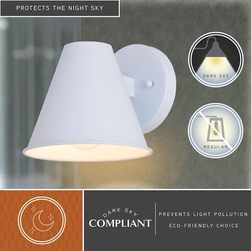 Smith 1-Light Modern Contemporary Indoor-Outdoor Wall Sconce with Metal Cone Shade, Dark Sky Compliant
