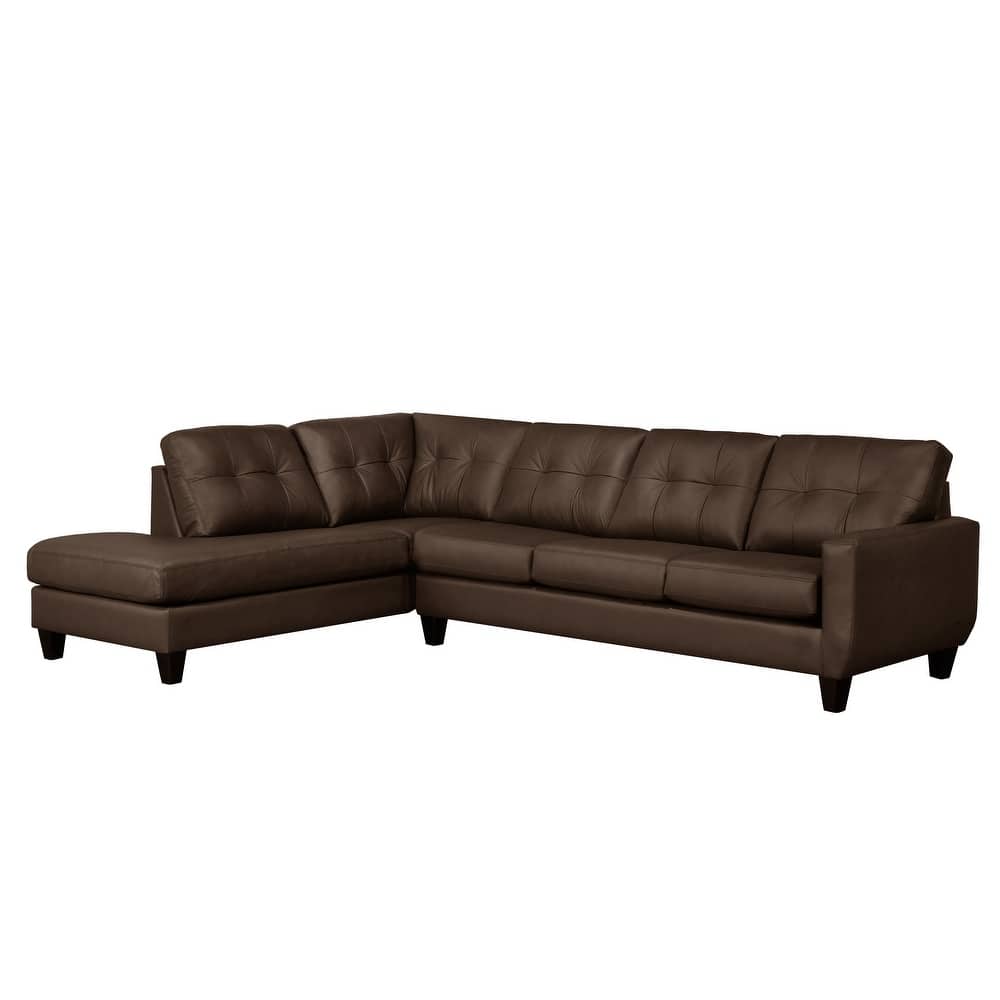 Gibson Top-Grain Leather Tufted Sectional Sofa