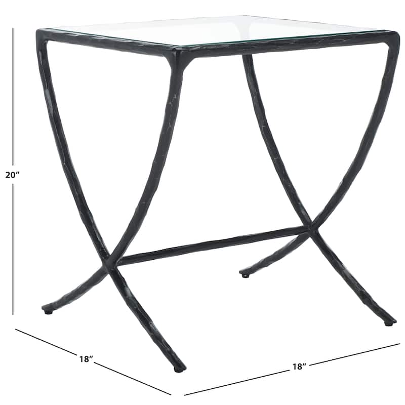 SAFAVIEH Couture Debbie Squareuare Metal Accent Table - 18Wx18Dx20H - Black