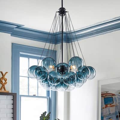 Modern Glam Cluster Gradual Colored Glass Bubble Chandelier