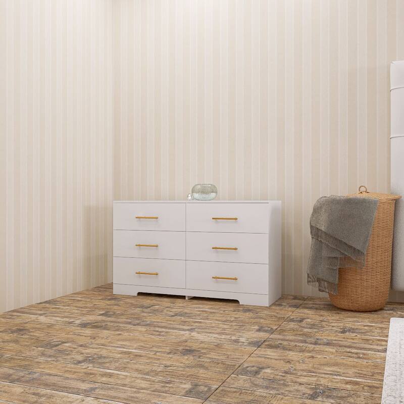 Large 6 drawers chest of drawer dressers table with golden handle