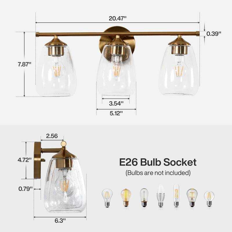 3-Light Bathroom Dimmable Vanity Light