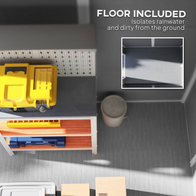 Outsunny 6' x 4' Outdoor Storage Shed, Plastic Shed with Floor, Window, Lockable Door and Vents, Garden Tool House