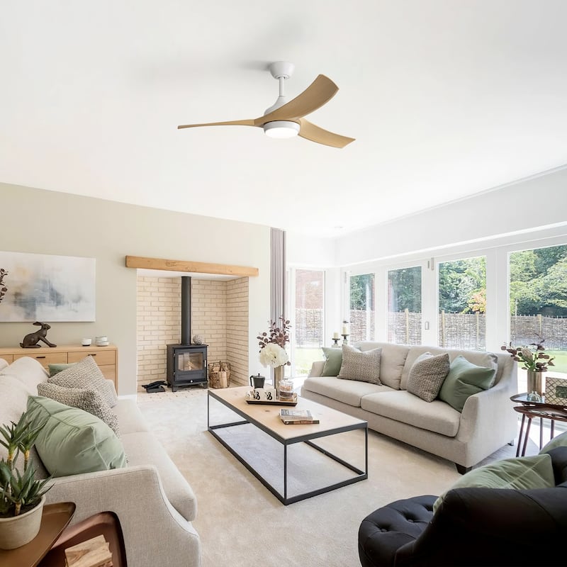 52" Indoor Noiseless Ceiling Fan with Integrated LED Light and Remote