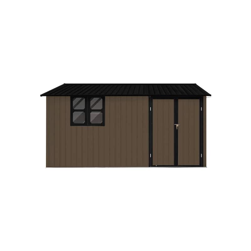 Outdoor 12 x 10 ft. Metal Storage Shed with Window and Vents and Hinged Door and Padlock