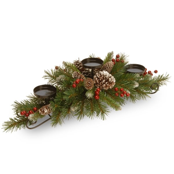 slide 2 of 5, National Tree Company 30 in. Frosted Berry Centerpiece and Candle Holder