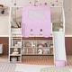 preview thumbnail 42 of 53, Kids Loft Bed with Slide & Ladder, House-Shaped Frame, Storage Shelves, Twin/Full, Natural/Beige White - Twin Size