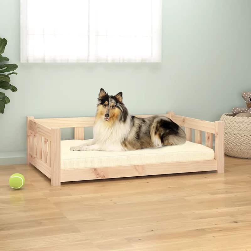 vidaXL Dog Bed Solid Pine Wood Large Durable Dog Bed Rectangular - 25.8 x 37.6 x 11.0