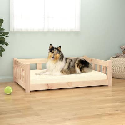 vidaXL Dog Bed Solid Pine Wood Large Durable Dog Bed Rectangular - 25.8 x 37.6 x 11.0