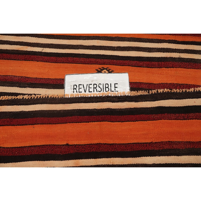 Hand Woven Oriental 100% Wool Carpet Southwestern Tribal Oranges & Rust Kilim Area Rug - 9' 11'' X 5' 7''