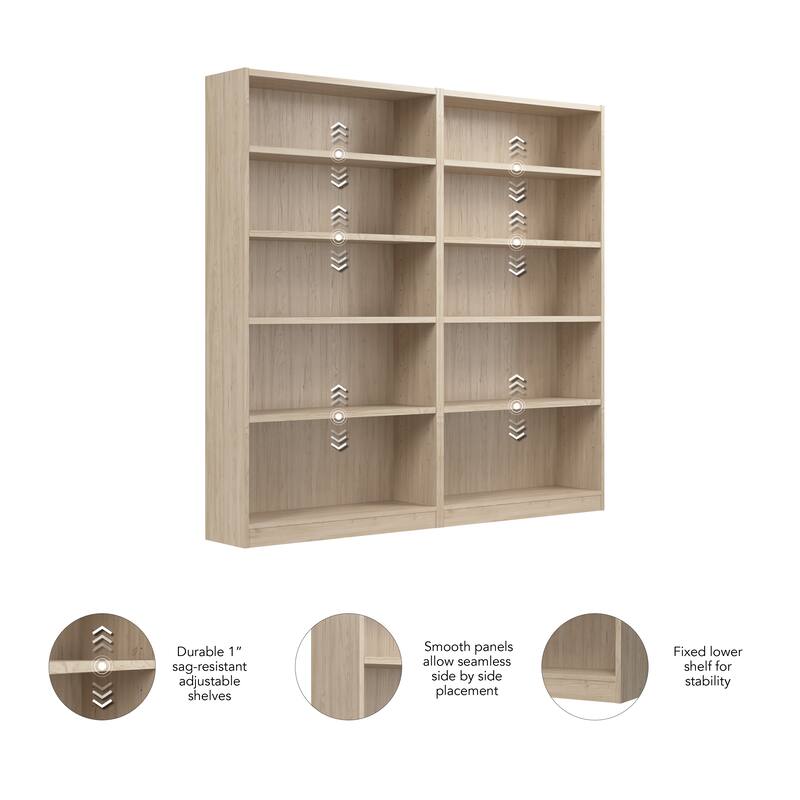Universal Tall 5 Shelf Bookcase Storage - Set of 2 by Bush Furniture