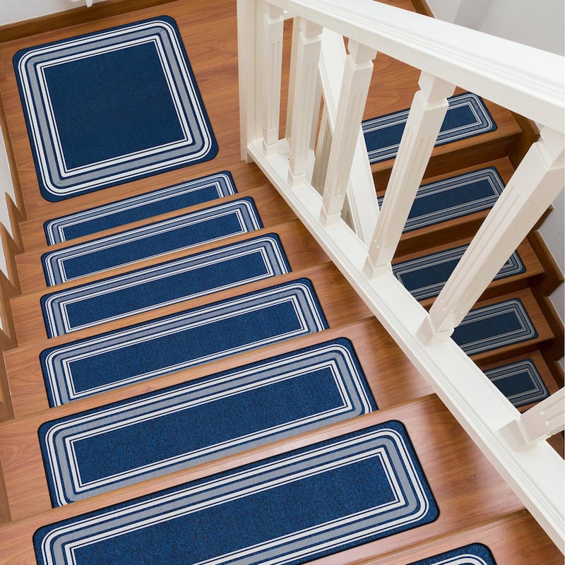 Beverly Rug Non Slip Bordered Stair Treads for Wooden Steps Indoor